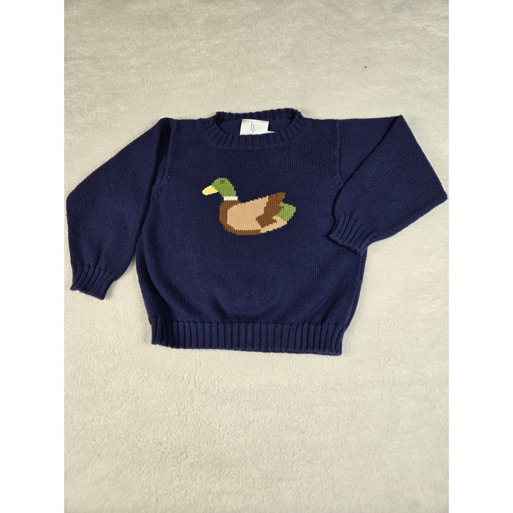 Little English Boys Navy Blue Mallard Duck Intarsia Cotton Sweater 4T Peru